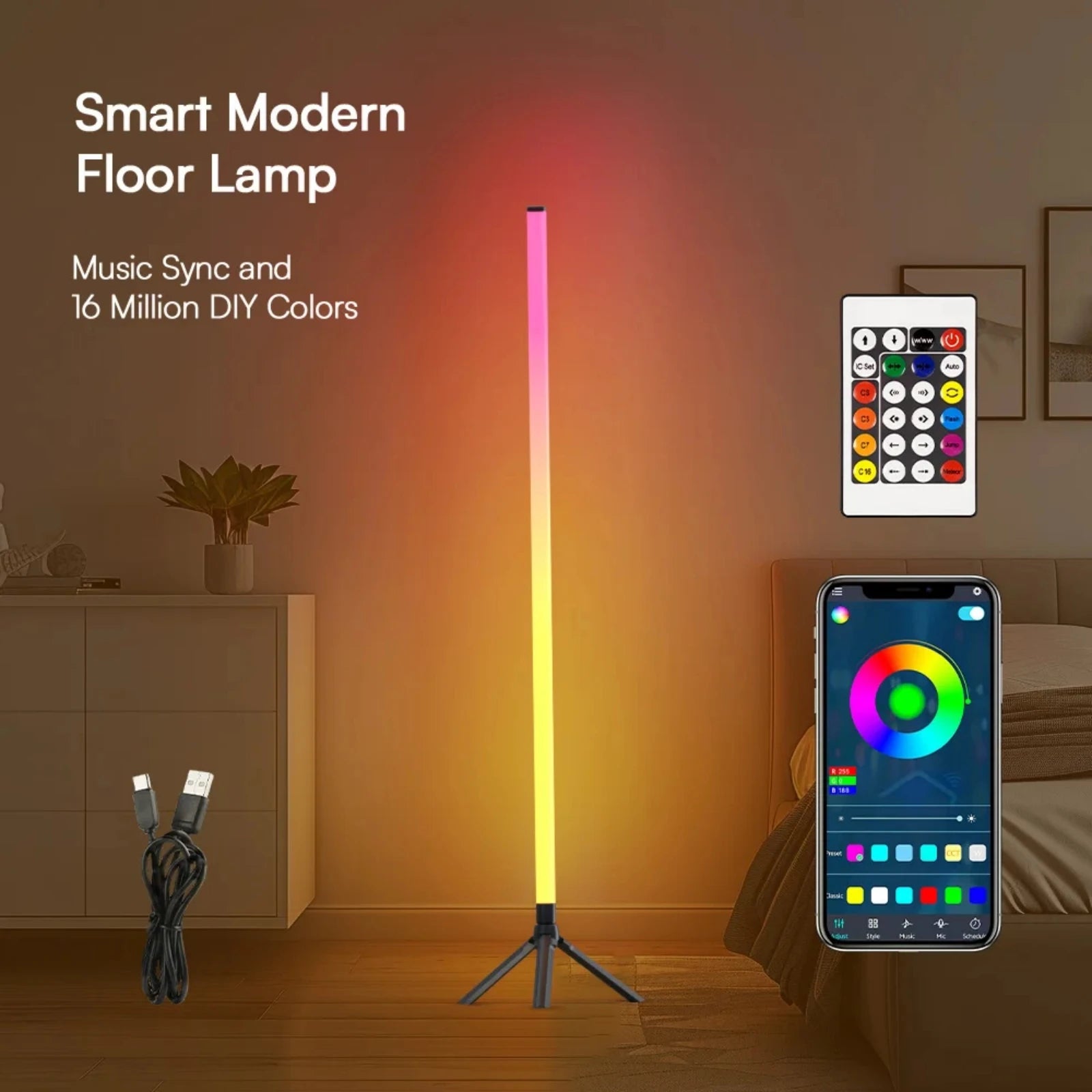 VividGlow Corner RGB Floor Lamp
